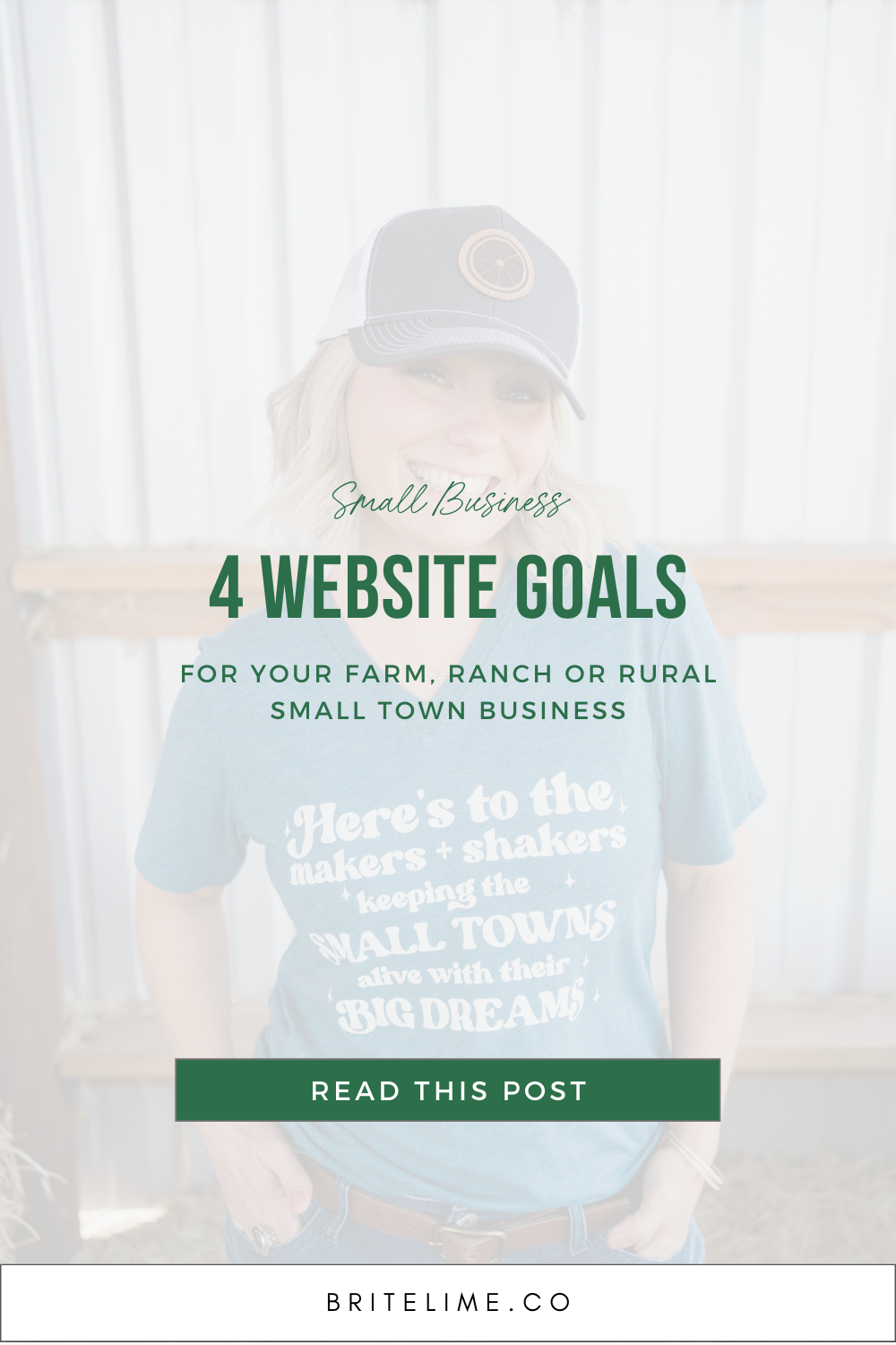Graphic image that reads: 4 Website Goals for your farm, ranch or rural small town business.